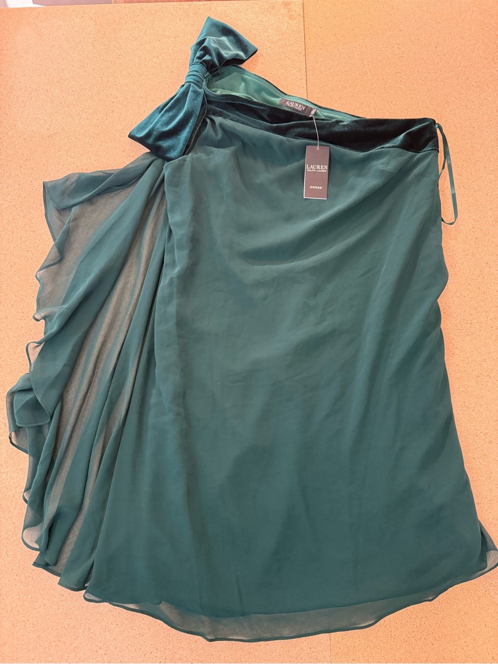Ralph Lauren Teal Green Bow Wrap A-Line Skirt